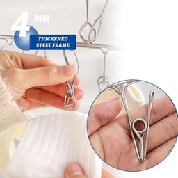 Pack of 2 Foldable Rotatable Stainless Steel Clothes Rack with 30 Clips for Socks Underwear Bras Baby Clothing Gloves — thumbnail 5