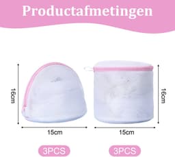 BH Waszakken - Mesh Delicates Zakken - Ondergoedbeschermer met Rits - Voor Wasmachine & Reizen - Voor Vrouwen & Studenten - Wit - 30x25 cm - 6 Stuks — thumbnail 5