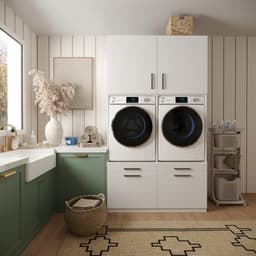 Wasophoogte® Wasmachine Kast Venice - Wasmachine verhoger - Wasmachine ombouw - 700(D)*1330(B)*2350(H) mm - Wit — thumbnail 3