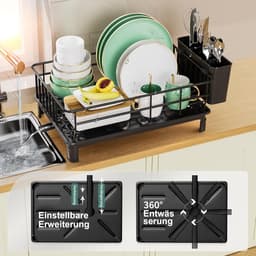 Compact droogrek - omgekeerde afvoer, keukenorganizer - zwart — thumbnail 2