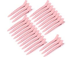 Eend Haarclips - 24 Stuks - Roestbestendige Krokodillenclips 3,5 Inch voor Haarstyling - Roze
