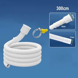 Uitschuifbare wasmachine afvoerslang waterverlengbuis met klem voor badkamer keukenapparatuur kunststof afvoerbuis wit (3 meter) — thumbnail 2