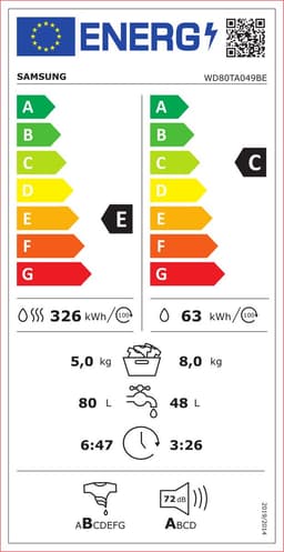 Samsung WD80TA049BE - EcoBubble - 5000 serie - Was-droogcombinatie - 5 jaar garantie in Nederland — thumbnail 2