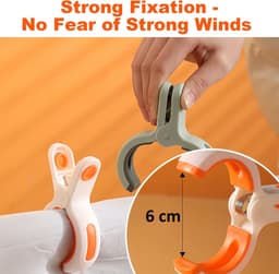 6 stuks - Handdoekklemmen - Handdoekklemmen voor strandstoelen - Kunststofklemmen - Winddichte klemmen - Markless - Antislip - 6*2,2*10,6 cm - Roze 、 Oranje 、 Groen - Geschikt voor ligstoelen, strandlakens, lakens, zwembadstoelen — thumbnail 5