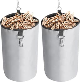 Kledingknijperzak met Sluitkoord - Opslag voor tot 200 Knijpers, Pennenzak voor Knijpers, Binnen- en Buitenopslag (Grijs, 2 Stuks) — thumbnail 1