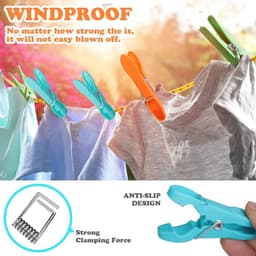 24-pack wasknijpers - Wasknijpers voor binnen - wasknijpers - Multifunctionele wasknijpers - Kunststof - Veelkleurig — thumbnail 3