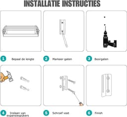 Quvo® Wanddroogrek –Wasrek Goed voor 5.6 Meter Wasgoed – Uitschuifbaar Droogrek - Telescopisch Doucherek - Wanddroogrek Inklapbaar Uitschuifbare Lengte - Zilver- 59cmx 42cm x 19cm — thumbnail 5