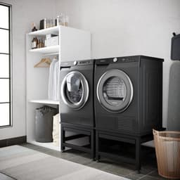 Wasophoogte® Wasmachine verhoger met uittrekbaar plateau - Dubbele wasmachine opbouwmeubel - Wasmachine sokkel - 42cm hoog - Zwart - Universeel - 65*60,5 (LxB) - Inclusief wandbeugels — thumbnail 4