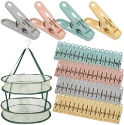 IMPERATORIS® Wasknijpers Kunststof - Waslijnklemmen - Extra Sterk - Soft Grip - Laat Geen Afdruk Achter - Weerbestendig - Set van 60 - Groen, roze, geel, grijs — thumbnail 1