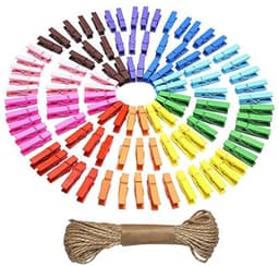 100 Stuks Mini Gekleurde Wasknijpers 3,5 cm - Multifunctionele Wooden Clips voor Ambachten en Decoraties — thumbnail 1