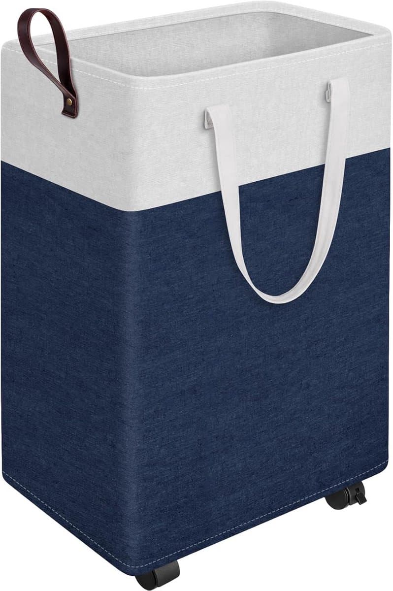 Slanke Was-mand op Wielen (25,2 inch) - Opvouwbare & Waterdichte Kledingmand voor Hoek — afbeelding 1