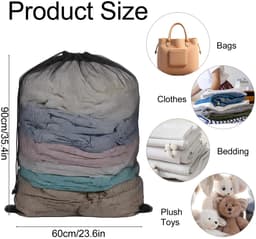 IMPERATORIS® Waszakjes voor Wasmachine - Bescherming voor Fijne Was en Schoenen - Mesh Wasnet met Rits - Voorkomt Slijtage - Set van 2 - Zwart , wit - 60 x 90 cm — thumbnail 2