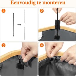 Slimme Smalle Wasmand 50L met Deksel en Handgrepen – Donkergrijs – Opvouwbare Waskorf met Uitneembare Binnenzak voor Kleine Ruimtes, Badkamer, Slaapkamer en Camper — thumbnail 4