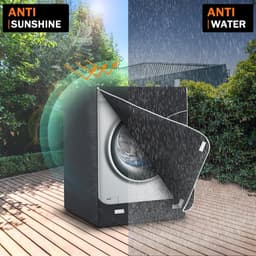 Wasmachinehoes - Beschermhoes voor wasmachine - Stofzuigerhoes voor wasmachine - Drogerhoes - Waterdicht, zonwerend, stofdicht - Oxford doek - 60 x 60 x 88 cm - Geschikt voor opzet- en droogkasten buiten - Zwart — thumbnail 5