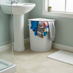 Wasmand opvouwbaar - 80 liter - met waszak - hoekmodel - wit — thumbnail 5