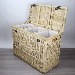 Migo Styling - Wasmand - 3 vakken - Naturel -Met deksel - 85x40xH65 - Riet - Rotan - Trio — thumbnail 4