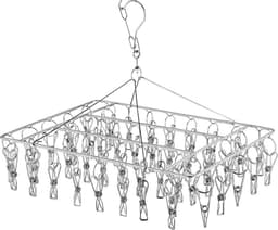 Sokkendroger, roestvrij staal, met 36 wasknijpers, zwenkbaar, winddicht, sokkenhangers, droogrek voor sokken, ondergoed, beha's, babykleding, luiers, handdoeken, handschoenen — thumbnail 1