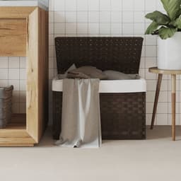 vidaXL - Wasmand - met - deksel - 55,5x35x34 - cm - poly - rattan - donkerbruin — thumbnail 3