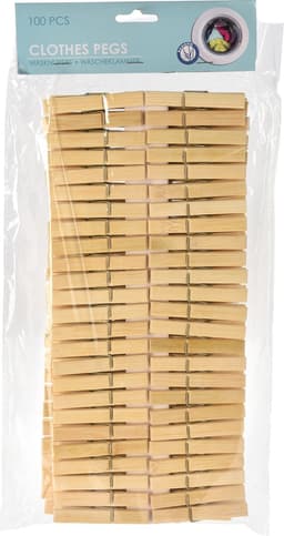 Excellent Houseware Wasknijpers - 300x - bamboe hout - 7 cm — thumbnail 3