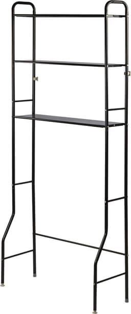 Wasmachine opbergrek zwart - Badkamerrek - Wasmachine ombouw - Opbergrek voor wasmachine - Wasmachine kast - Wasmachine meubel met 3 schappen - 26.5 x 66.5 x 155cm — thumbnail 4