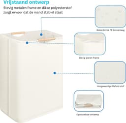 Swiphi® Wasmand - Wassorteerder - Wasbox - 40x30x55cm - Wit — thumbnail 5
