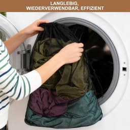 Wasnet XXL 70 x 90 cm - Set van 2 - Fijnmazige waszakken voor kleding, dekbedovertrekken - Met trekkoord, haken - Geschikt voor wasmachine - Ideaal voor thuis, reizen - Zwart — thumbnail 4