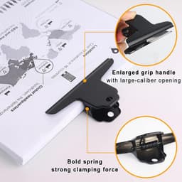 Grote Zwarte Metalen Bulldog Clips (75mm) - 12 Stuks Sterke Binderclips voor Papier en Documenten — thumbnail 4