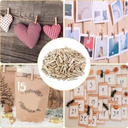 Allecto- Houten Mini Knijpers - Decoratief - 2,5/3/3,5 cm - Fotoklemmen - Jute Koord - Voor Foto's Ophangen - 165 stuks — thumbnail 5