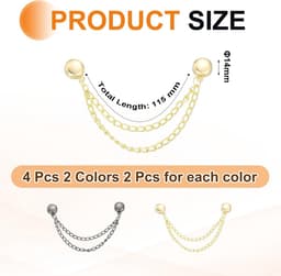 Magnetische wasknijpers met ketting - 4 stuks - rond - goud/zwart — thumbnail 5