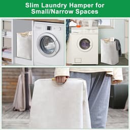 Wasmand – Ruime wasmand – Opbergmand – Opvouwbare opbergbak – Vrijstaande wasmand – 60 L – Met handvatten – Ideaal voor was en handdoeken in de badkamer — thumbnail 4