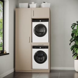 Wasophoogte® Wasmachine Kast Paris - Wasmachine verhoger - Wasmachine ombouw - 700(D)*1265(B)*2350(H) mm - Taupe — thumbnail 3