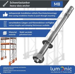 5x Zware Montage Ankers M8 x 110mm - Gegalvaniseerde Betonverankering voor Diverse Bevestigingen — thumbnail 5