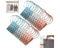 Wasknijpers Set - Kledingklemmen Handdoek - Kleding Drogen - Windbestendig Antislip - 24 stuks - Multicolor