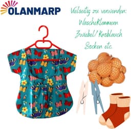 Wasnijpbeugel met Opbergtas – Handige Hanger voor Knijpers, Wasgoed & Kleine Spullen — thumbnail 3
