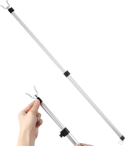 Kleding Droog Pool - Waslijn Staaf - Binnen en Buiten - Telescopisch Verstelbaar - 125cm Lengte - Zilver — thumbnail 1