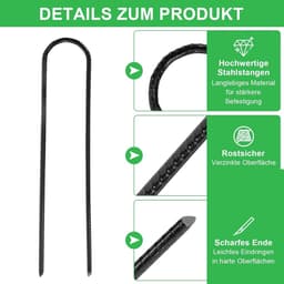 Verzinkt stalen grondankers set met U-vormige haringen - 10 stuks — thumbnail 3