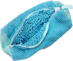 Famanu – Schoenwaszak - 2 stuks - herbruikbare waszak met ritssluiting - dik - 360 graden reinigingsfleece - waszak voor sneakers - tennisschoenen - blauw — thumbnail 1
