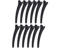 Professionele Krokodillen Haarclips Zwart voor Dames en Heren - 12 Stuks