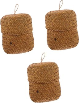 3 Stuks Rieten Opbergmanden - Geweven Zeegras Mand voor Bureau en Decoratie — thumbnail 1
