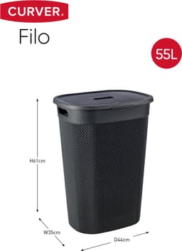 Curver Filo Wasmand met deksel 55L - Antraciet — thumbnail 2