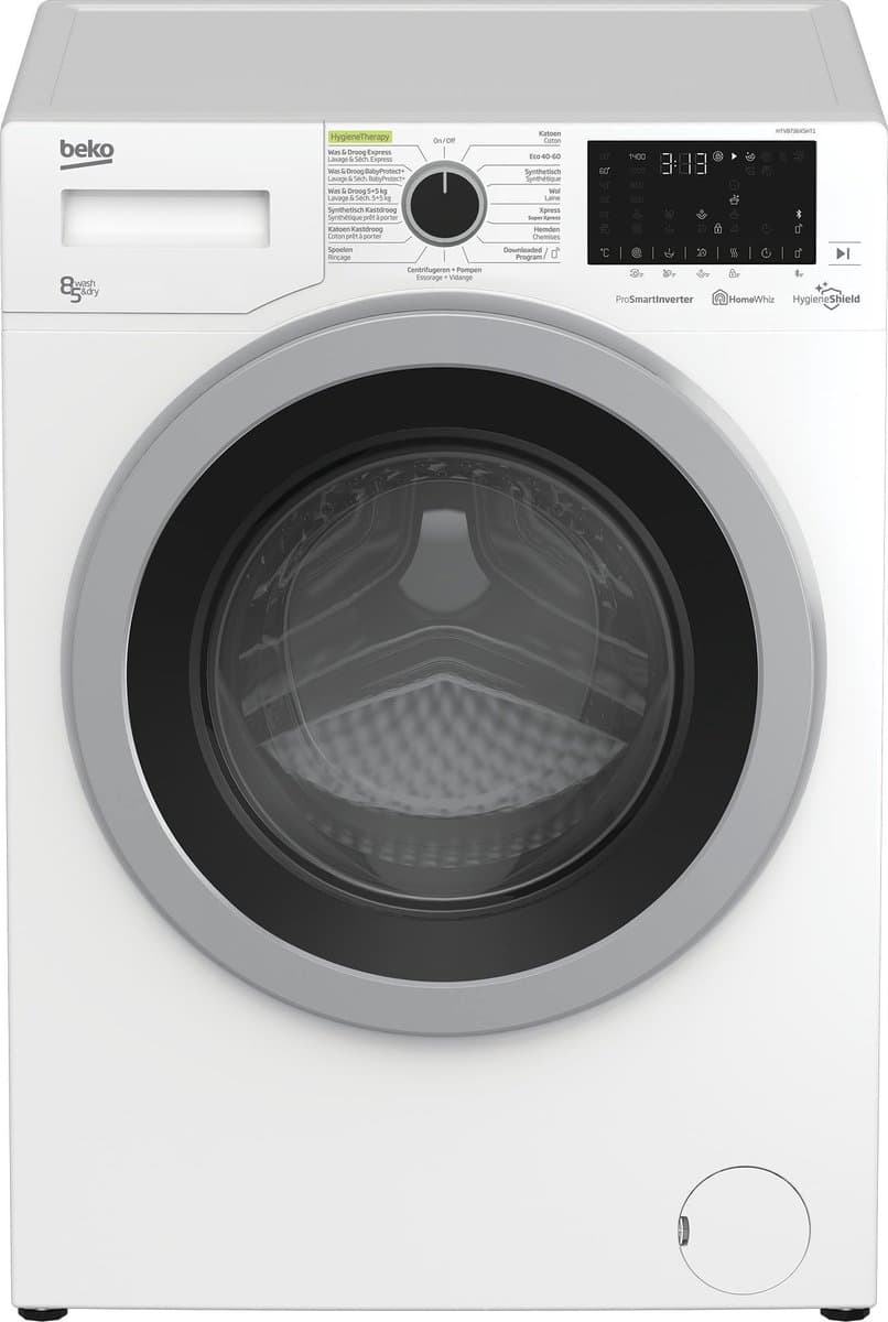 Beko HTV8736XSHT1 Was-droogcombinatie Vrijstaand Voorbelading Wit D — afbeelding 1