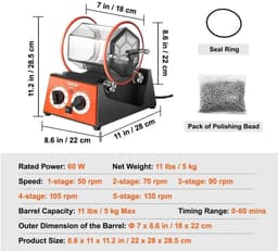 Roterende Tuimelaar - 5KG - Sieraden Polijstmachine - Drum Polijstmachine — thumbnail 5