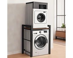 Wasmachine Verhoger - Droogkast Meubel - Ruimte Besparen - 3 Hoogte Instellingen - 75 x 67 x 105 cm - Zwart