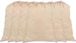 SnelShoppen - Set van 6 Extra Grote Katoenen Waszakken - 100% Katoen, 71 CM x 91 CM, Naturkleur, Duurzaam met Trekkoord en Cord Lock, Machinewasbaar v — thumbnail 1