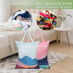 Reiswaszakken Set van 2, Ideaal voor Sport, Vakantie en Camping, Met Rits voor Vuile Was en Zwemkleding (Roze + Zwart) — thumbnail 2