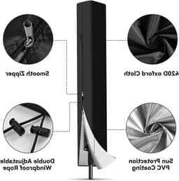 Draagbare hoes voor wasrek, draaibaar, 160 x 15 x 15 cm, 420D Oxford stof met rits en zilveren PU-coating, geschikt voor de meeste paraplu droogrekken en beschermt tegen weer en stof — thumbnail 3