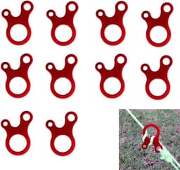 Set van 10 winddichte gespen met trekkoord van aluminium, geschikt voor buitenactiviteiten zoals kamperen, wandelen, trektochten, enz., rood. — thumbnail 1