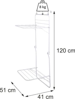 Wasrek - wit - 51x120x41 cm - opvouwbaar — thumbnail 5