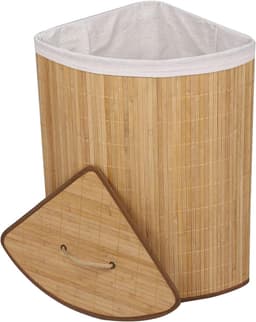 Wasmand Bamboe - Opvouwbare Mand - Sorteren Vuile Was - Met Deksel Handvat - 57 Liter Inhoud - Houtkleur — thumbnail 3