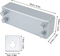 Intrekbare Waslijn Zware Roestvrijstalen Dubbele Waslijn voor Balkon Hotel 13,8ft Wandgemonteerde Roestbestendige Drooglijn voor Gebruik Binnen en Buiten (SILVER) — thumbnail 2